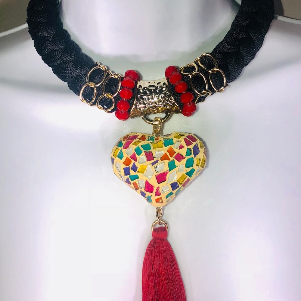 handmade necklace Ceramic Heart Mexican